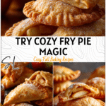 Assorted fried fruit pies dusted with sugar and filled with apple slices on a wooden board.